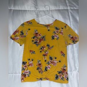Yellow Floral Short Sleeved Women’s Children’s Blouse/Top/Tshirt